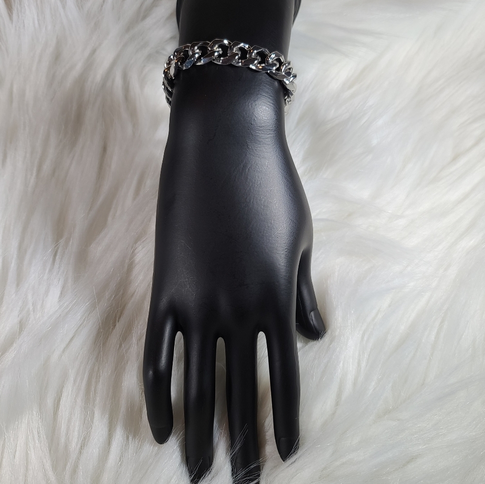 Silvertoned Cuban Styled Bracelet